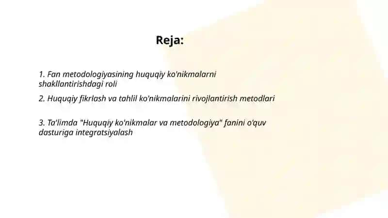 Huquqiy ko'nikmalar va metodologiya fanning o'rni va ahamiyati 2