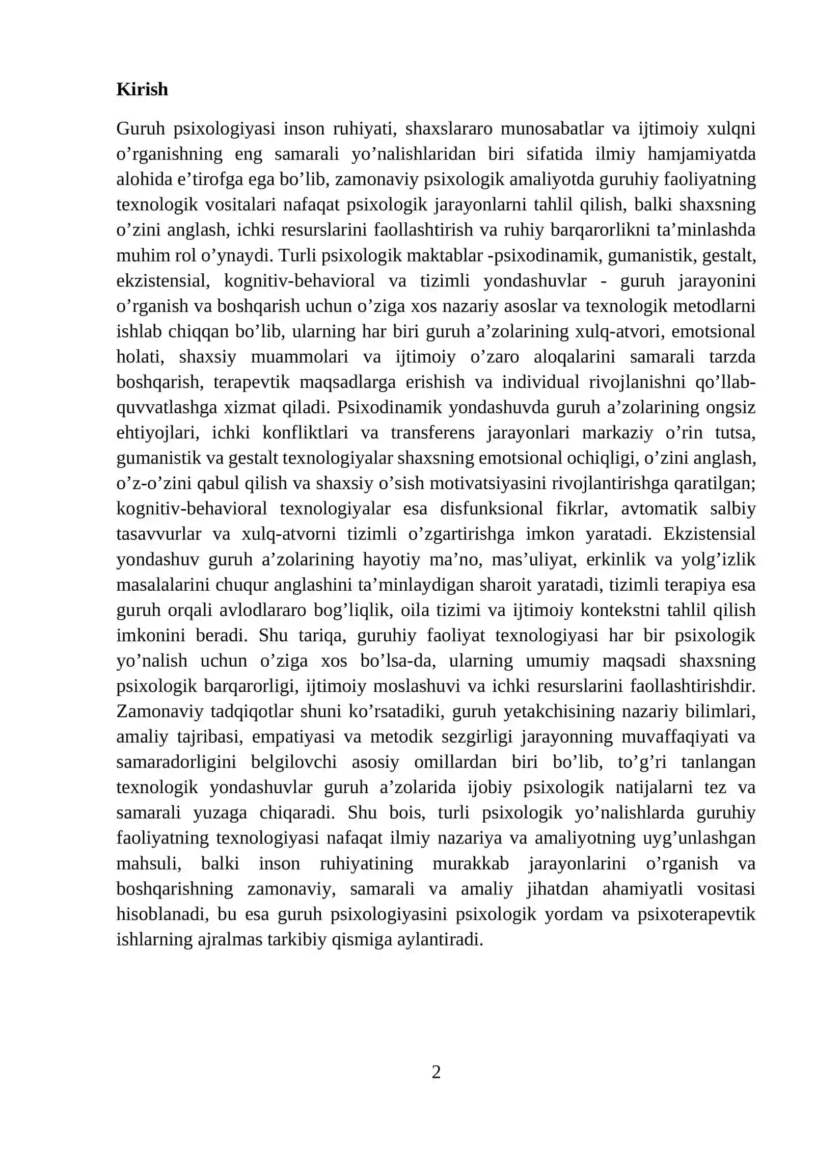 Guruh psixologiyasi va guruhsal faoliyat texnologiyalari 2