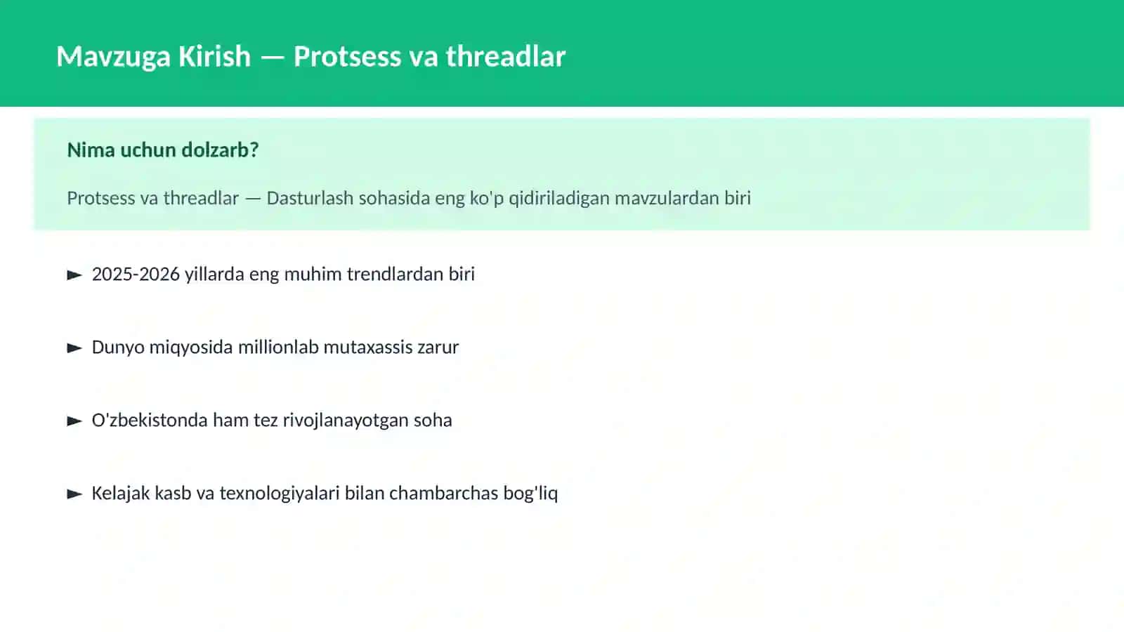 Protsess va threadlar 2