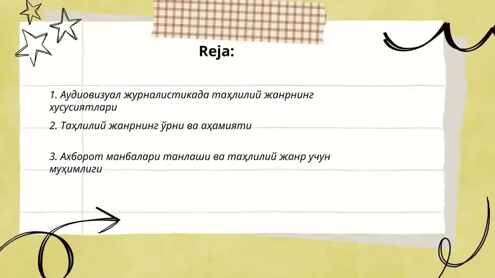 Аудиовизуал журналистикада тахлилий жанрлар 2