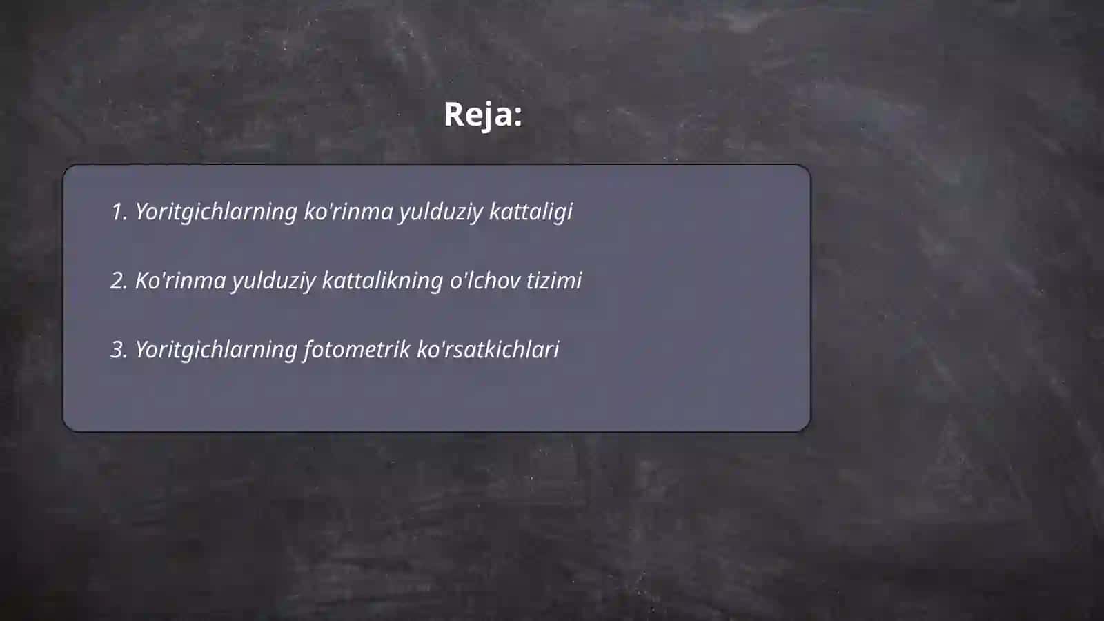 Yoritgichlarning ko'rinma yulduziy kattaligi va fotometrik ko'rsatkichlari 2