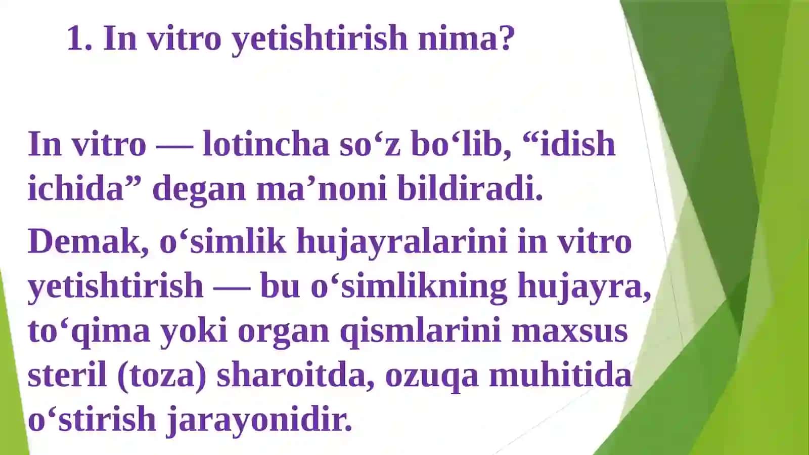 O’simlik hujayralarni in vitro yetishtirish va  Biotexnologik texnologiyasi 2