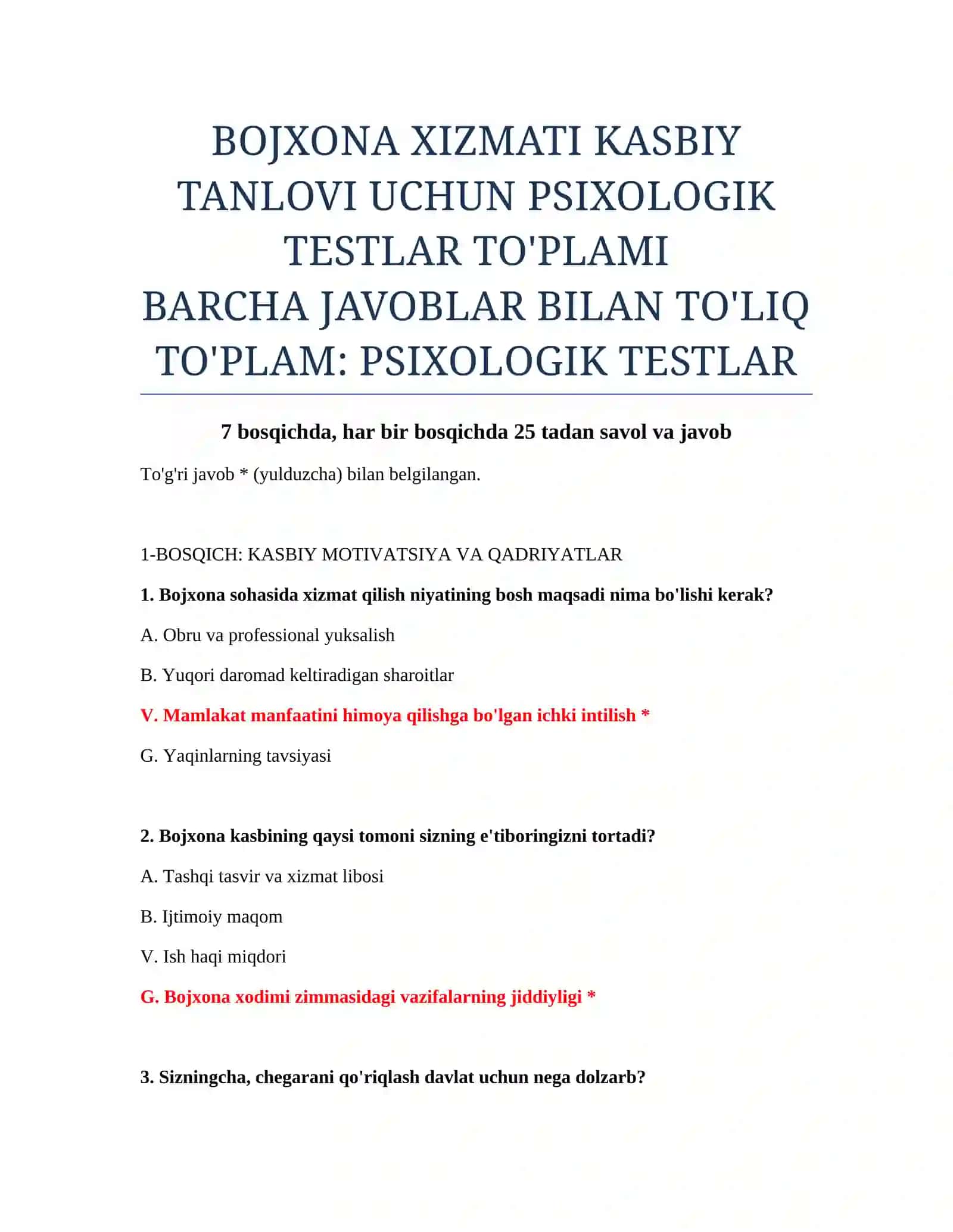 PSIXOLOGIK TESTLAR JAVOBI BILAN 2
