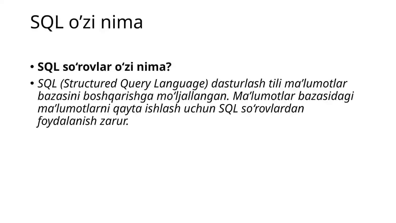 SQL va DDL 2