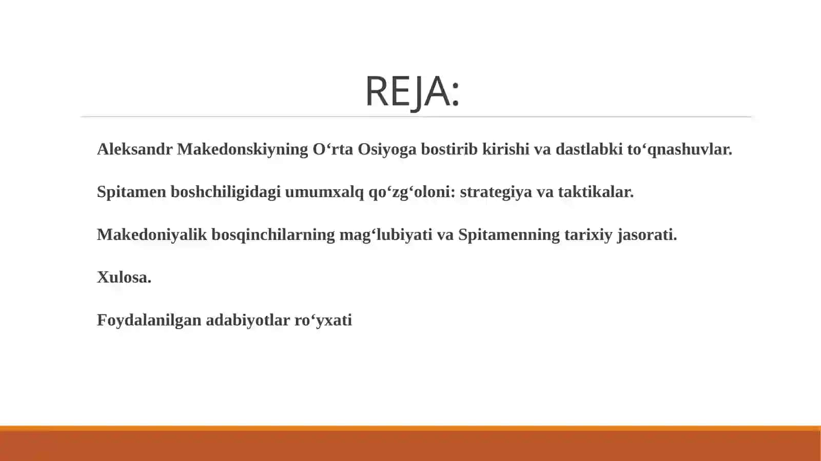 ALEKSANDR MAKEDONSKIYNING O‘RTA OSIYOGA YURISHLARI VA SPITAMEN BOSHCHILIGIDAGI OZODLIK KURASHI 2