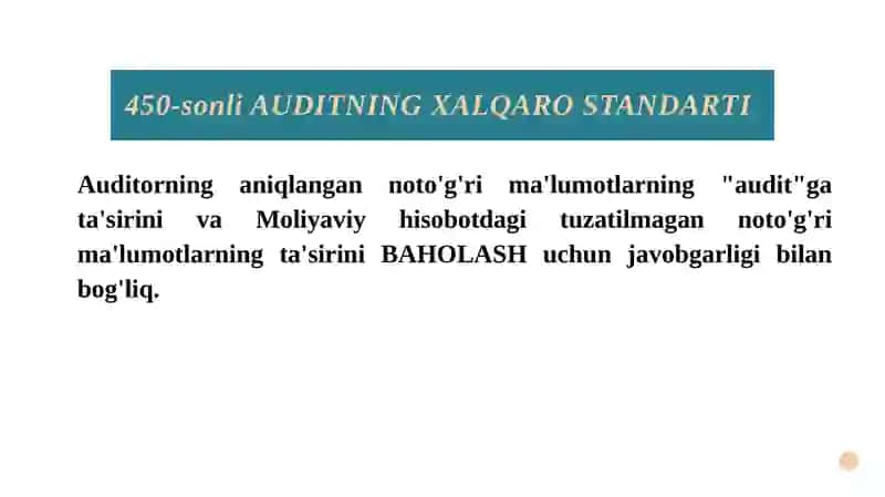 AUDITNING XALQARO STANDARTI 450-SON 2