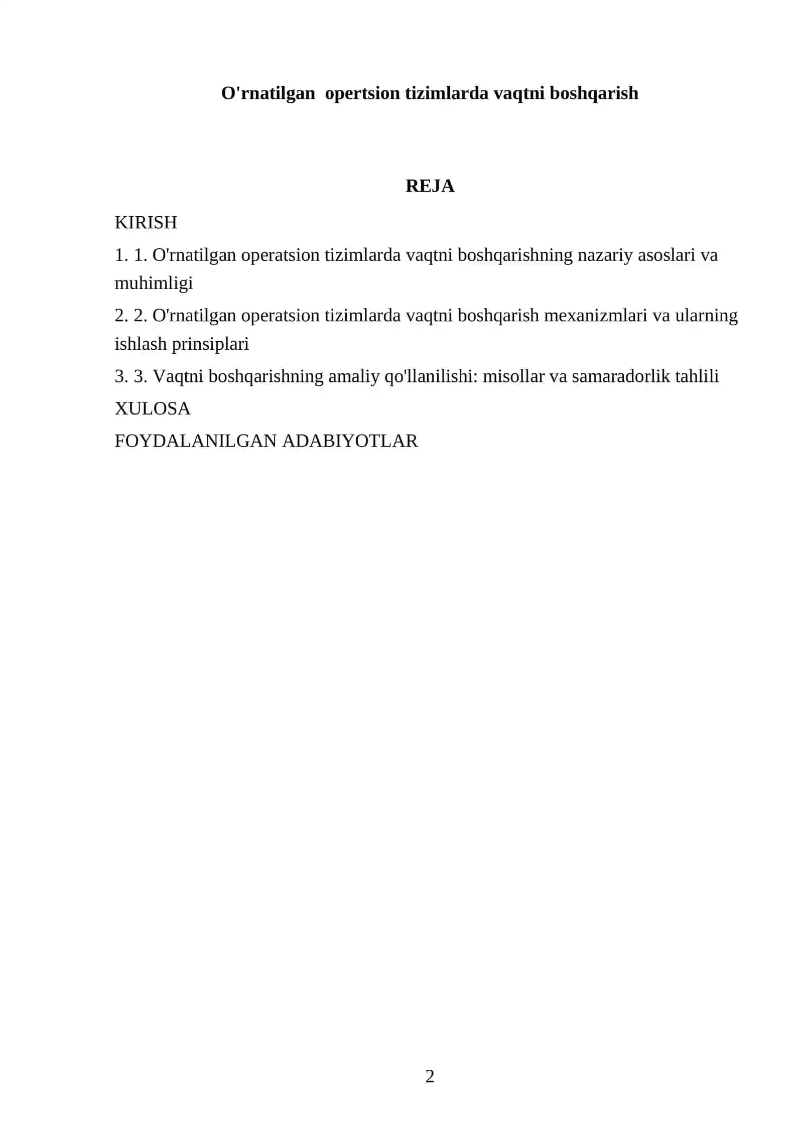 O'rnatilgan opertsion tizimlarda vaqtni boshqarish 2
