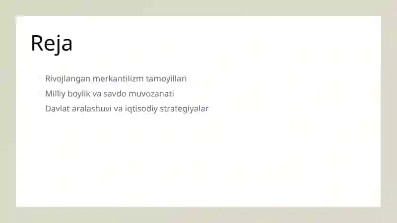 Rivojlangan merkantilizmning iqtisodiy ta'limotlar 2