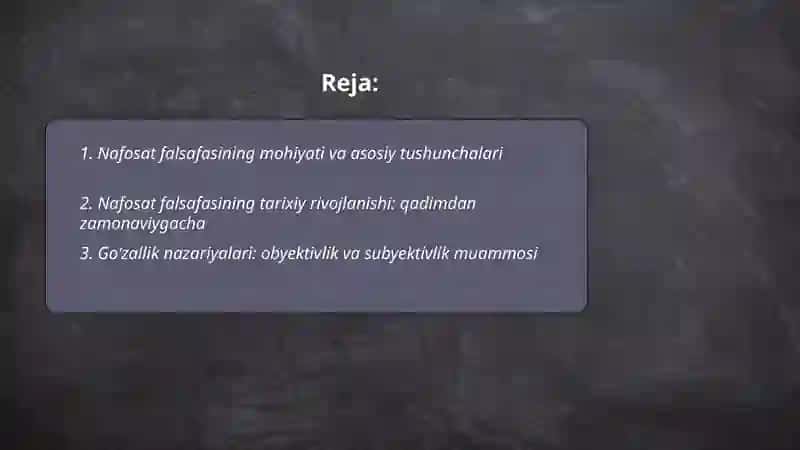 Nafosat falsafasi (ESTETIKA) 2