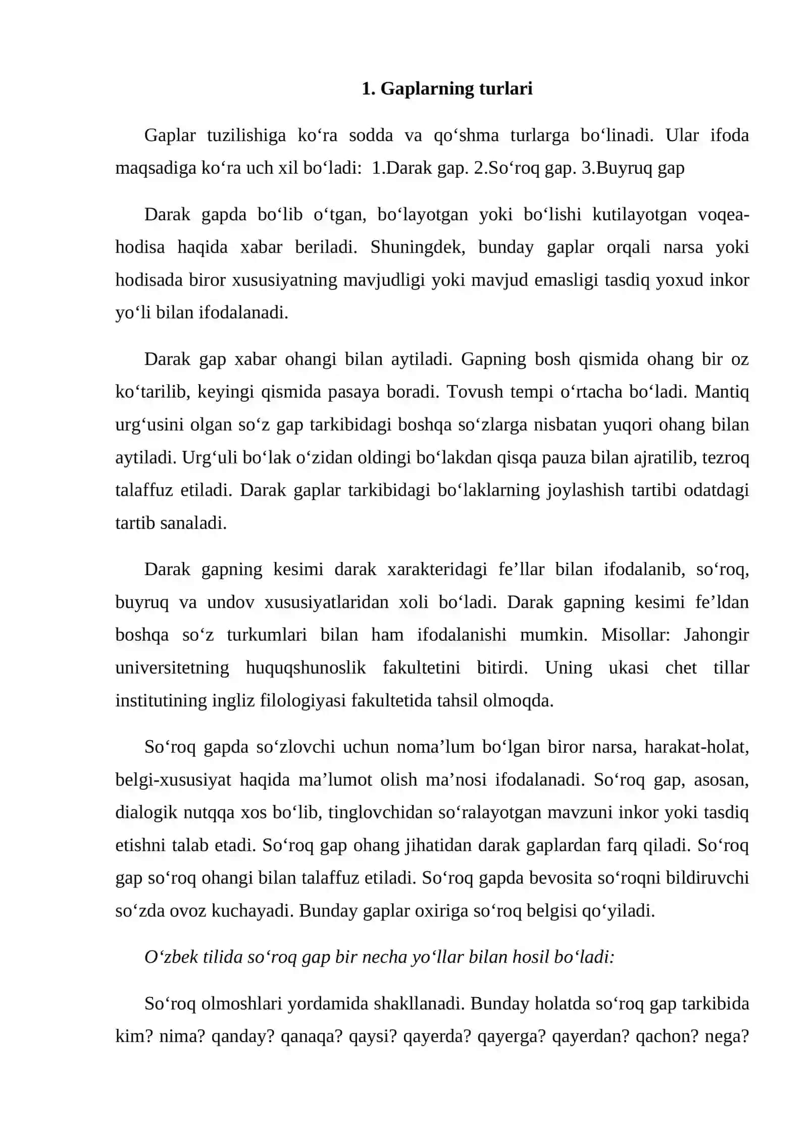 Gaplarning xususiyatlari 2