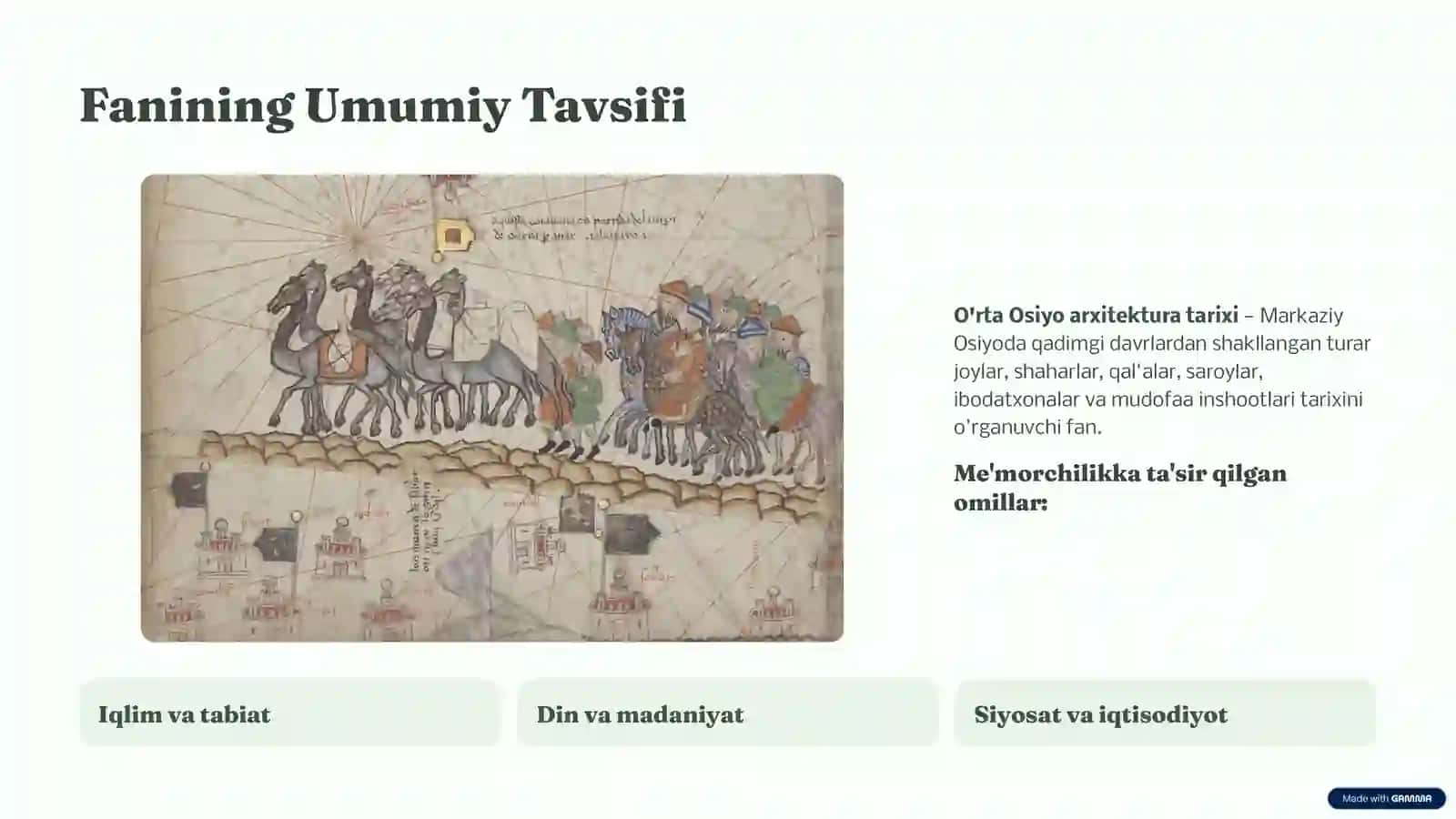 O‘rta Osiyo Arxitektura Tarixi | PPT 2