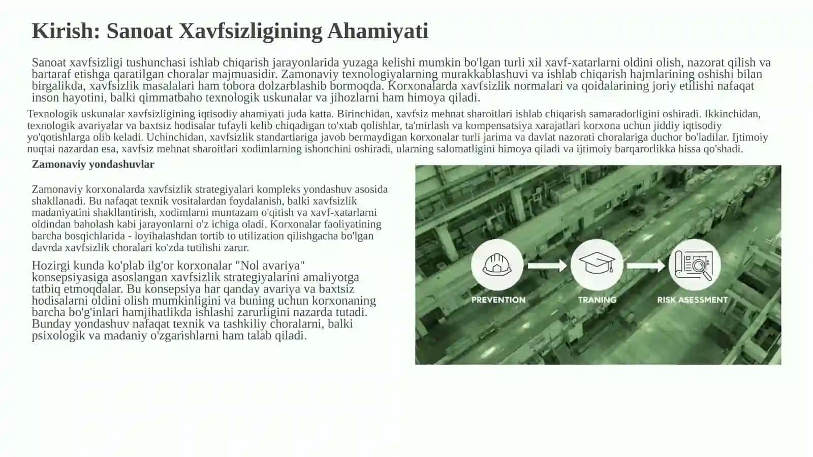 Korxonada qo’llaniladigan texnologik uskuna, moslama vositalarni xavfsizligini ta’minlash choralari 2