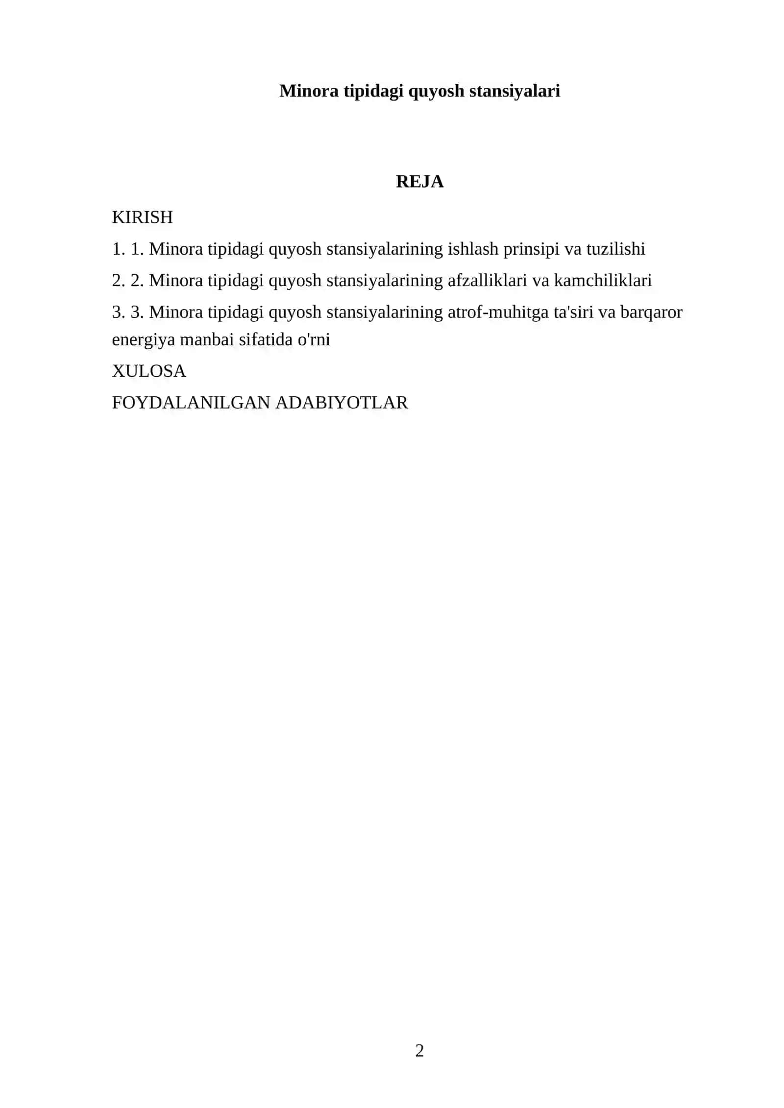 Minora tipidagi quyosh stansiyalari 2