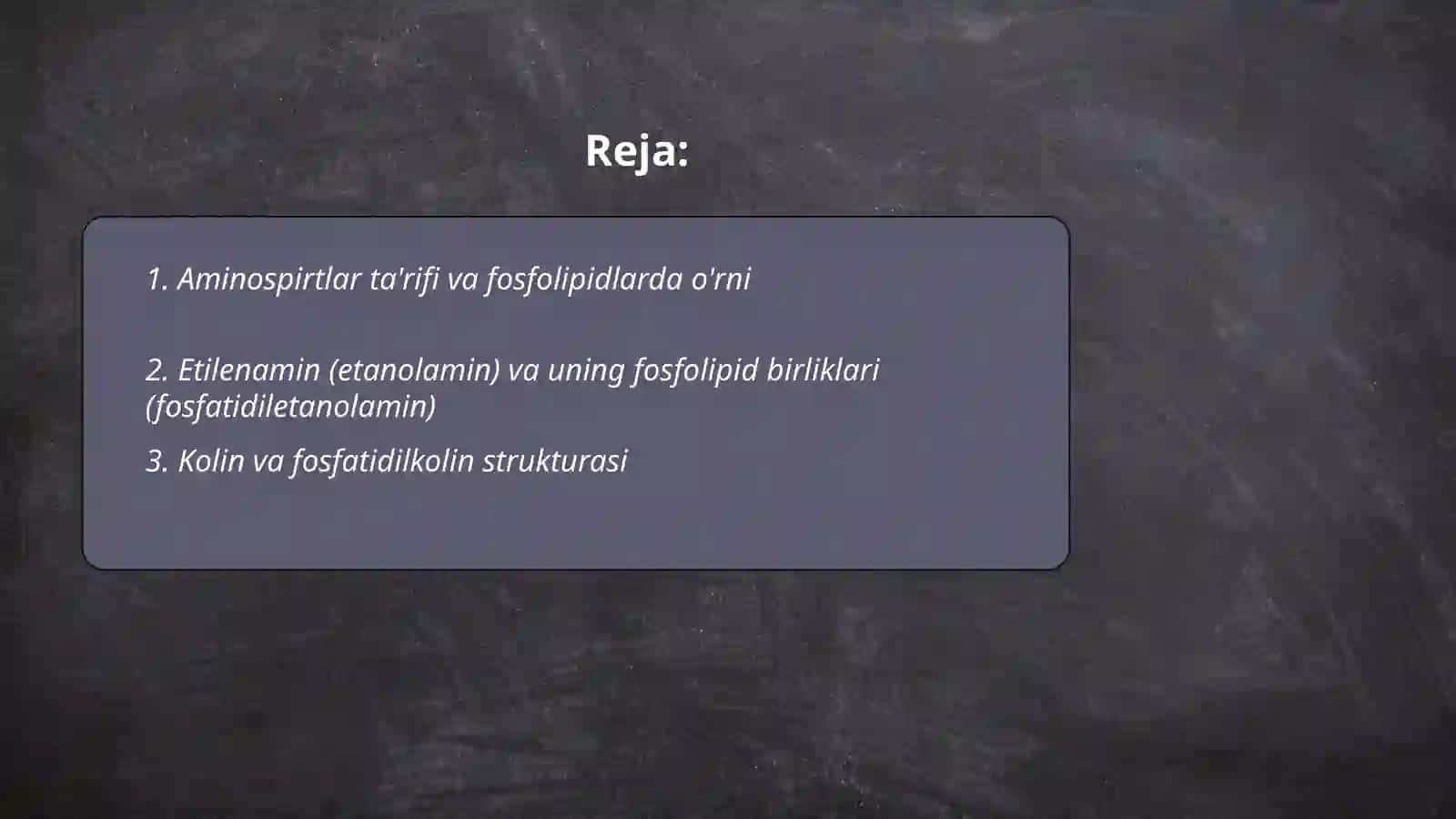 Aminospirtlar hujayra membranalari fosfolipidlarining tuzilish birliklari sifatida 2