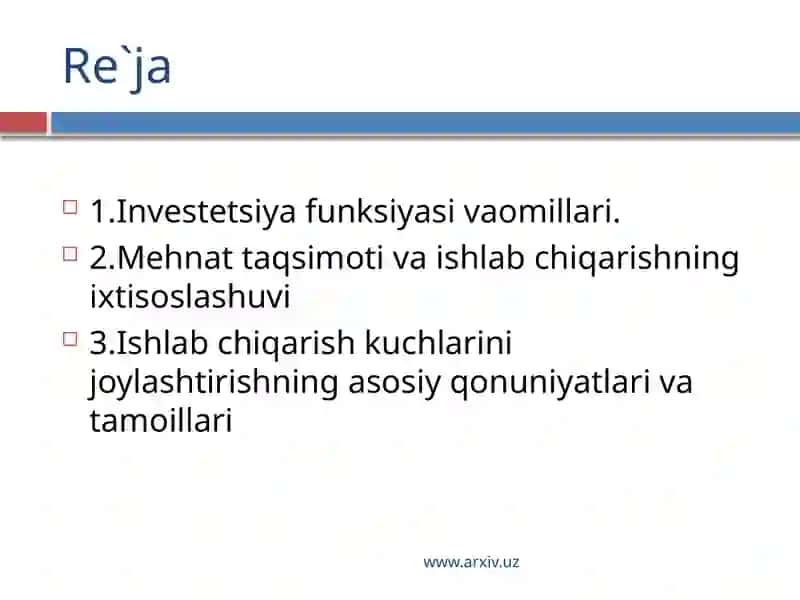 INVESTETSIYA FUNKSIYASI VA OMILLARI 2