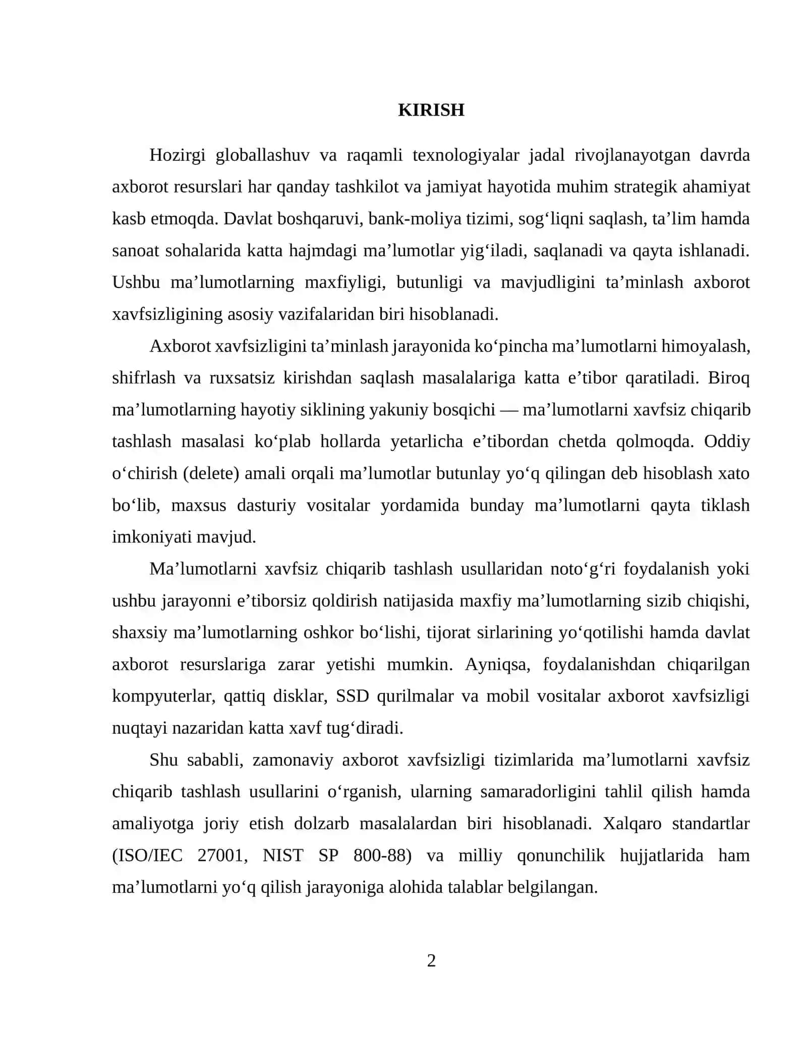 MA'LUMOTLARNI XAVFSIZ CHIQARIB TASHLASH USULLARI VA ULARNING AXBOROT XAVFSIZLIGIDAGI AHAMIYATI 2