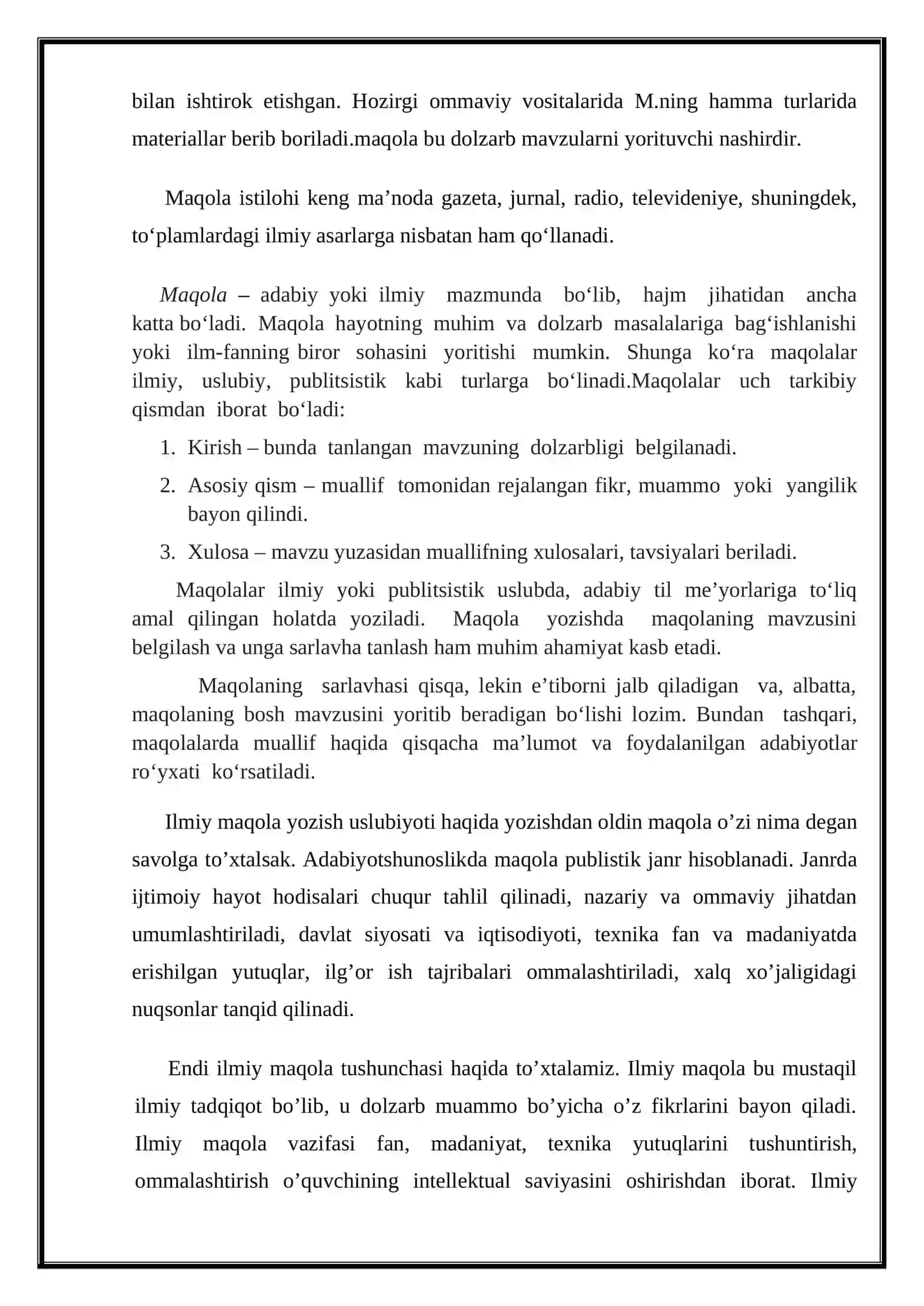 Ilmiy maqola va uning til xususiyatlari 2