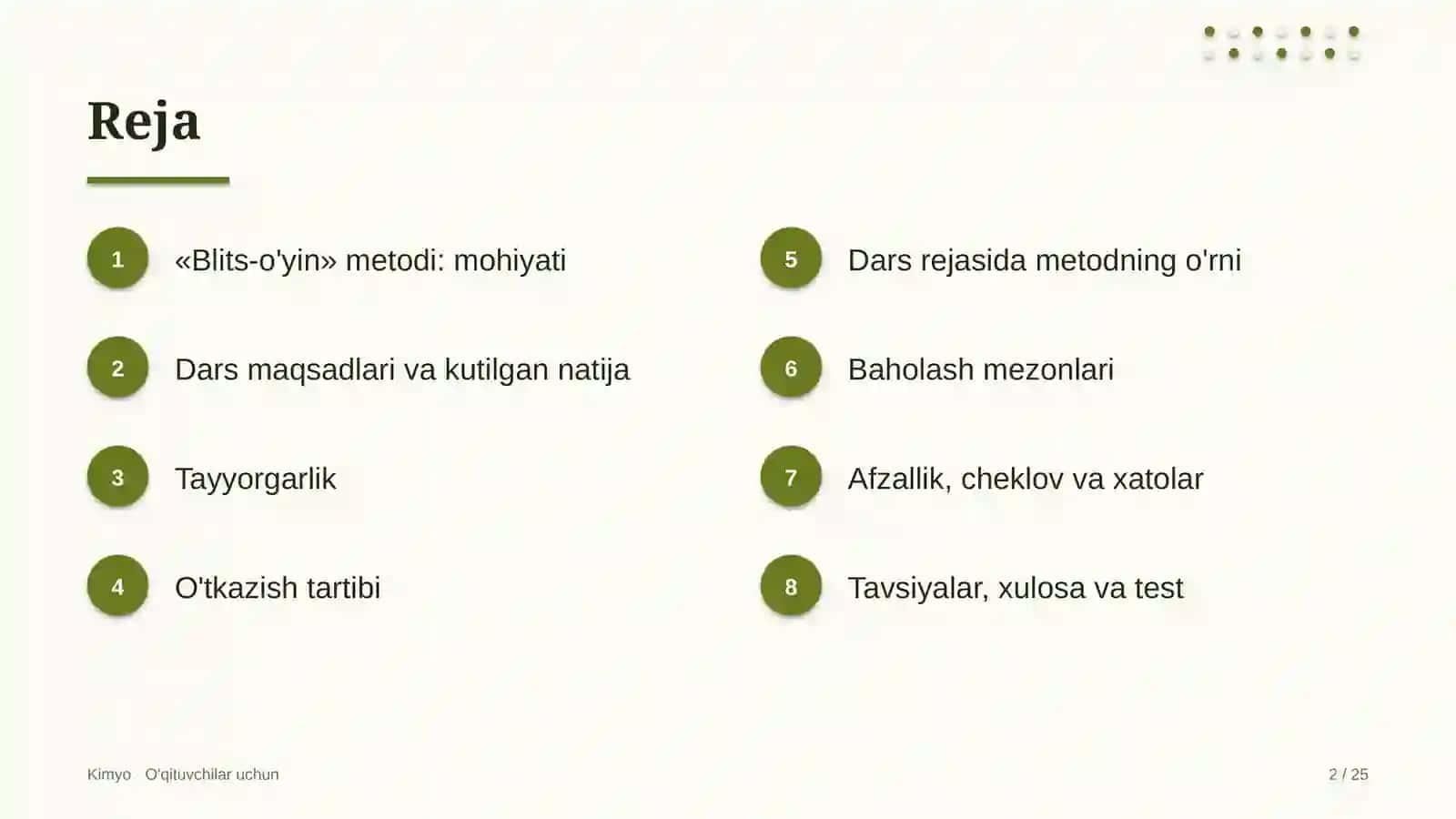 kimyo darslarida blits o'yin metodidan foydalanish 2999 2