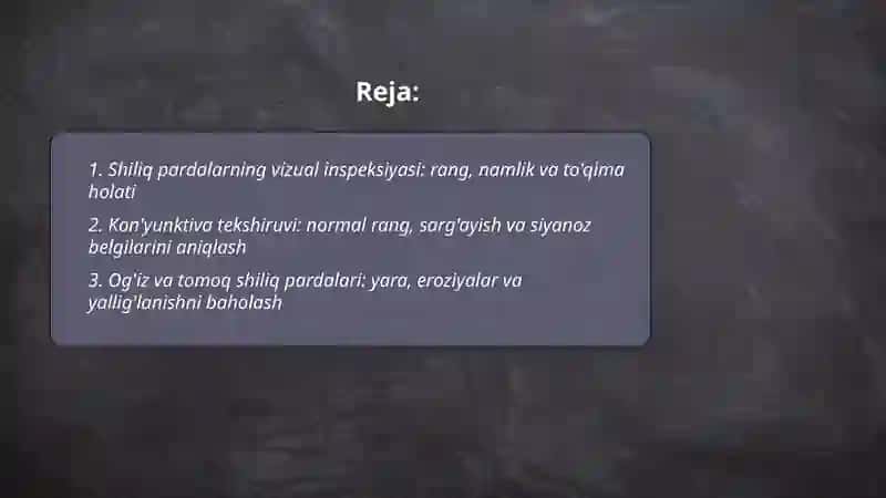 Hayvonlarda shiliq pardalar va limfa tugunlarini tekshirish 2