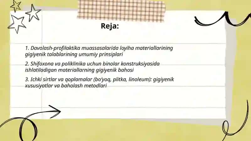 Loyiha materiallari boʻyicha davolash-profilaktika muassasalarini gigiyenik baholash 2