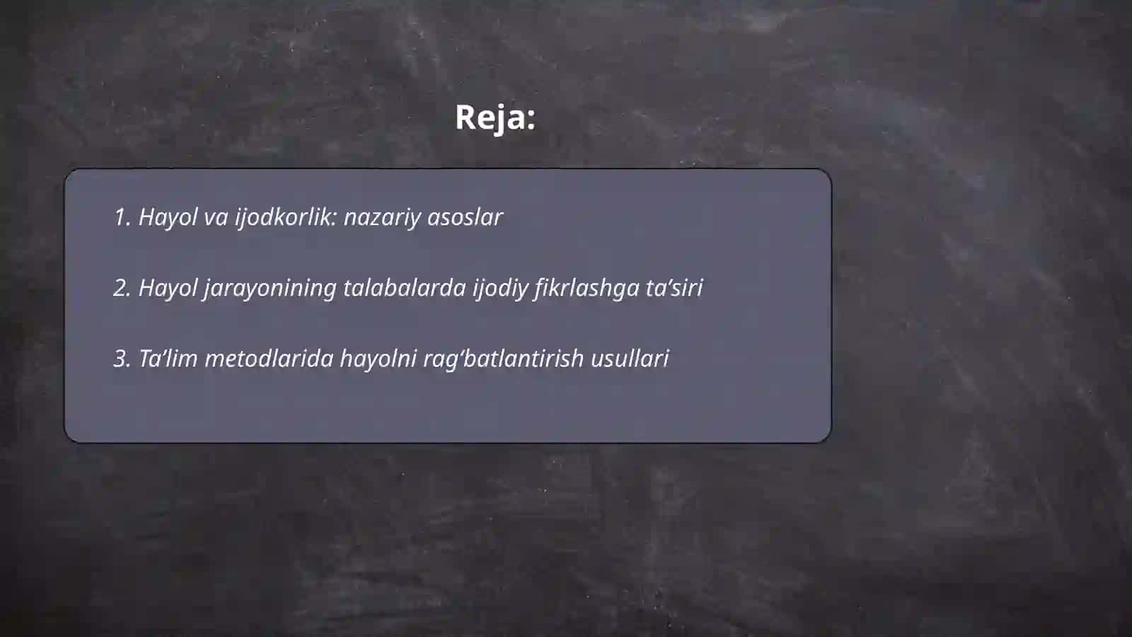 Hayol va Ijodkorlik: Nazariy Asoslar 2