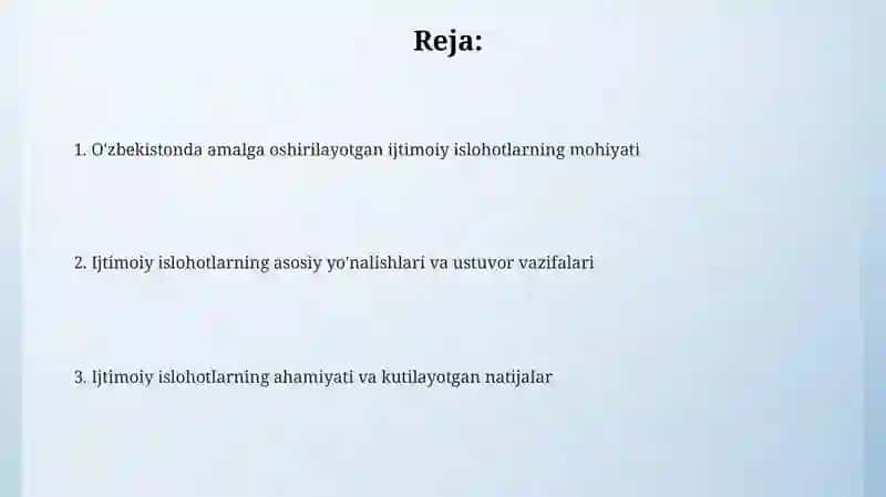 Ijtimoiy islohotlarning Mohiyati 2