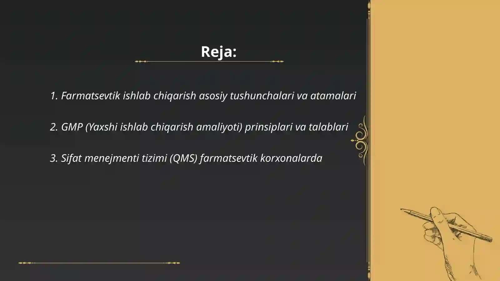 Farmatsevtik ishlab chiqarish asosiy tushunchalari va atamalari 2