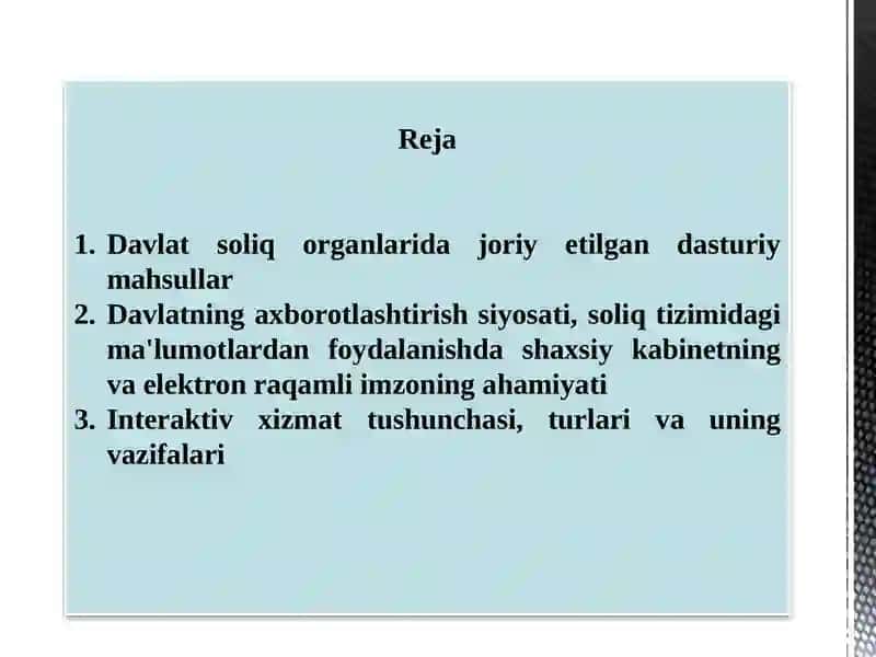 Davlatsoliq organlari dajoriy etilgan dasturiy mahsullar 2