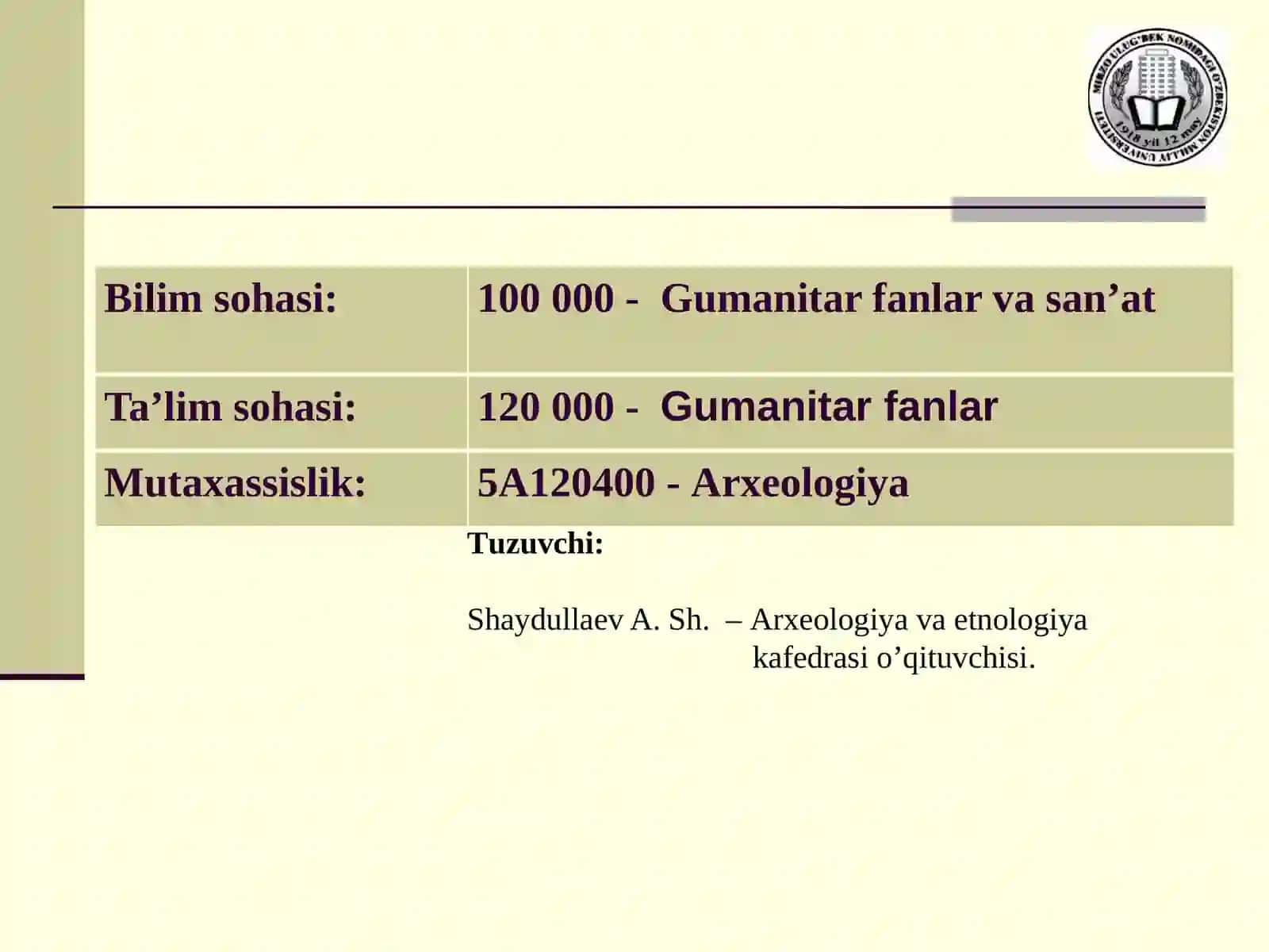 АRXEOLOGIYAGA KIRISH 2