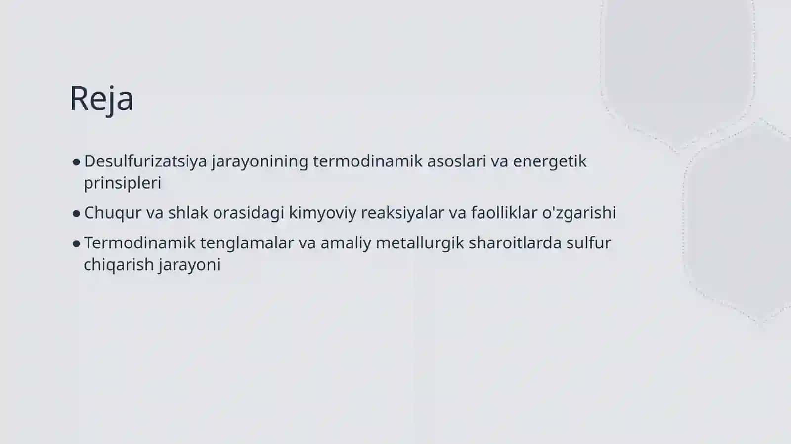 cho'yan va shlak orasidagi desulfurizatsiya reaksiyasining termodinamikasi 2