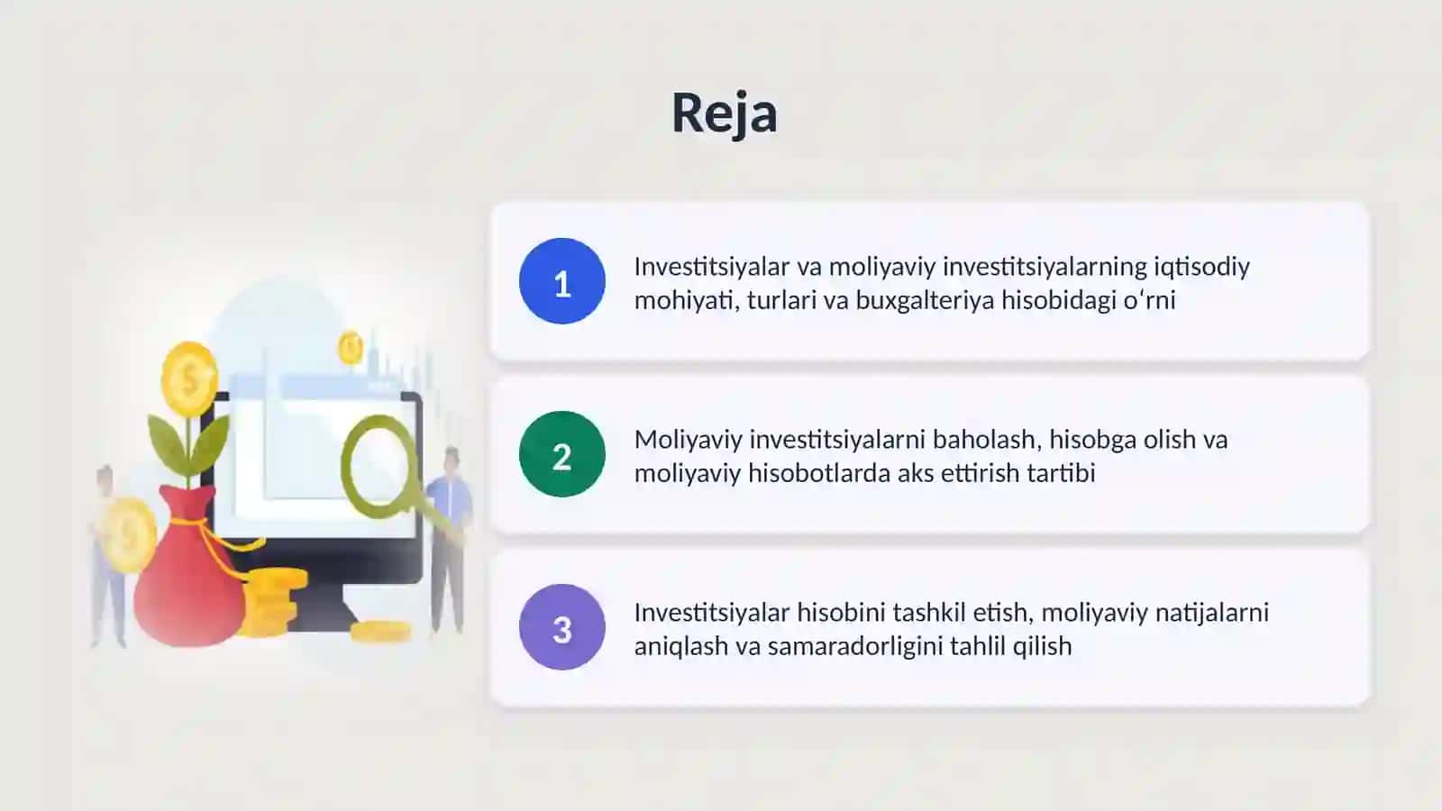 Investitsiyalar va moliyaviy investitsiyalar hisobi 2