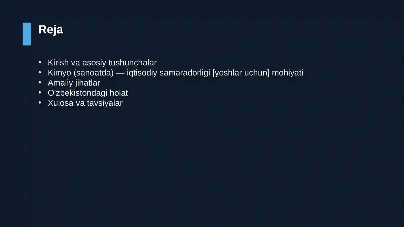 Kimyo (sanoatda) — iqtisodiy samaradorligi [yoshlar uchun] 2