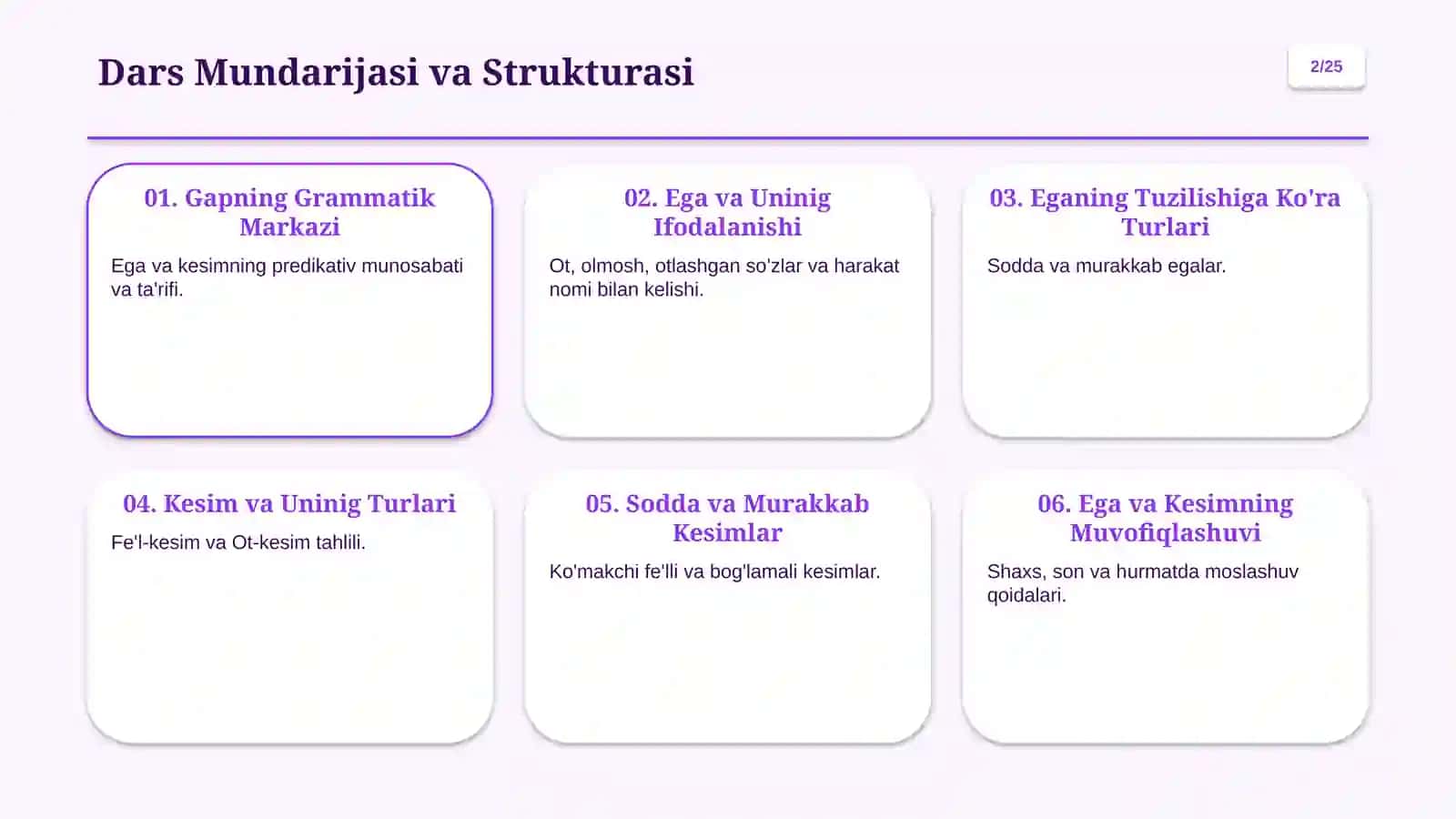 Gapning Bosh Bo'laklari: Ega va Kesim Tizimi 2