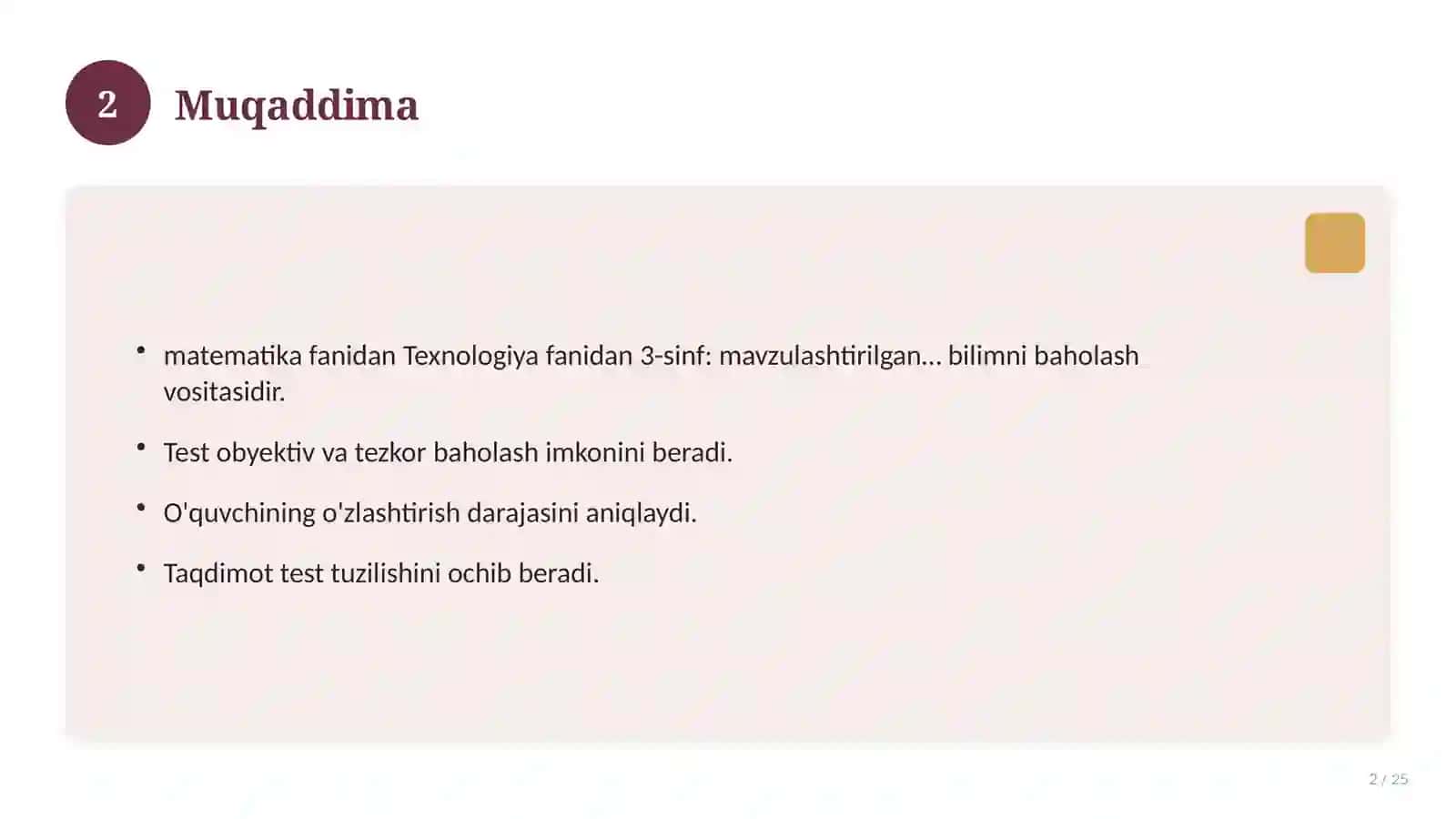 Texnologiya fanidan 3-sinf: mavzulashtirilgan nazorat ishi va tahlil 2