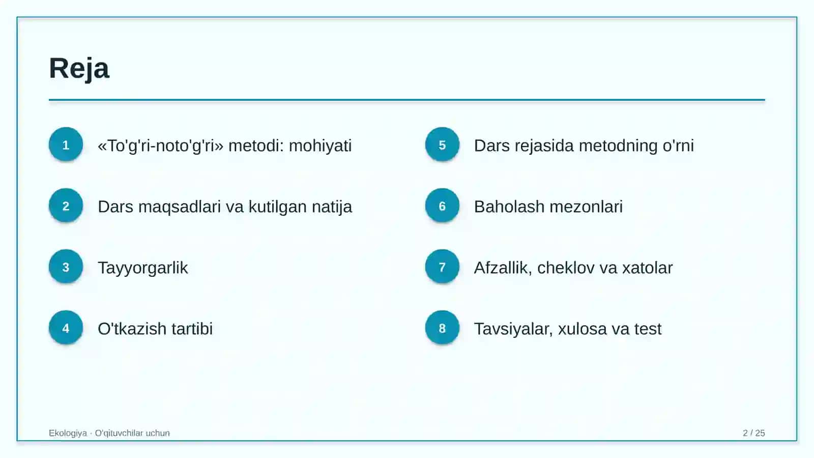 ekologiya darslarida to'g'ri noto'g'ri metodidan foydalanish 5698 2