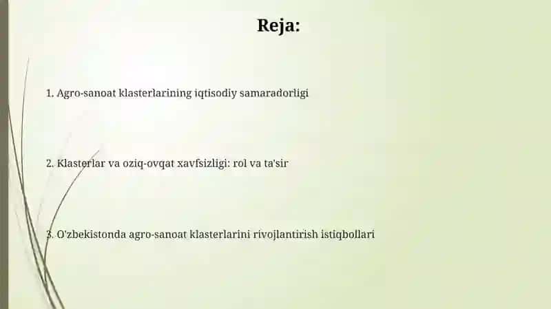Agro-sanoat klasterlarining iqtisodiy samaradorligi 2