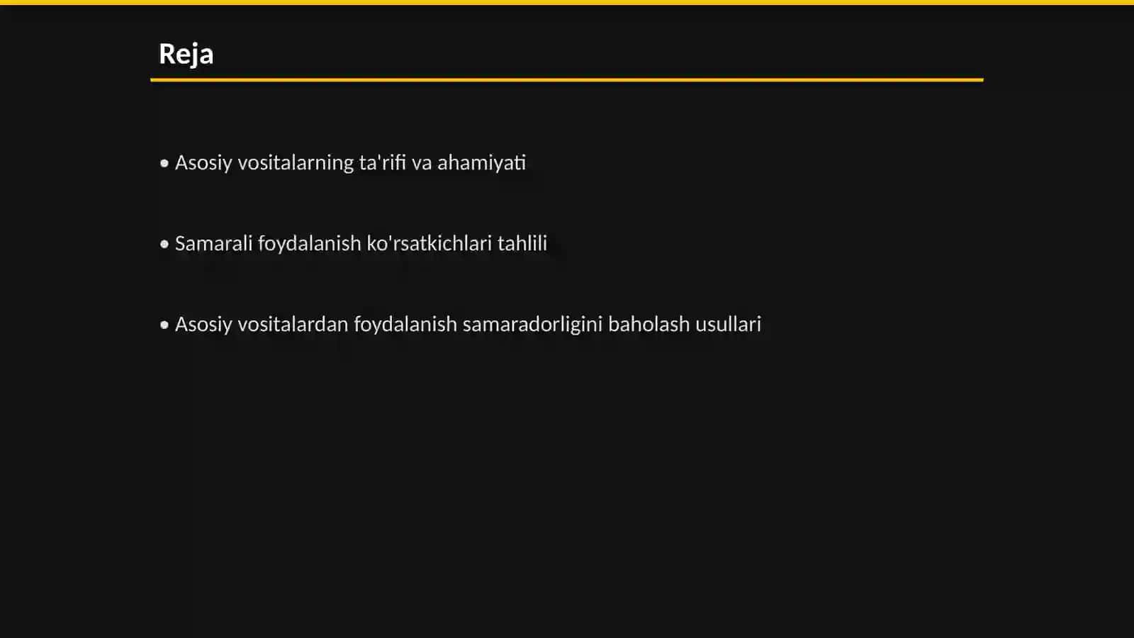 Asosiy vositalardan samarali foydalanishni ifodalovchi koʻrsatkichlar tizimi 2