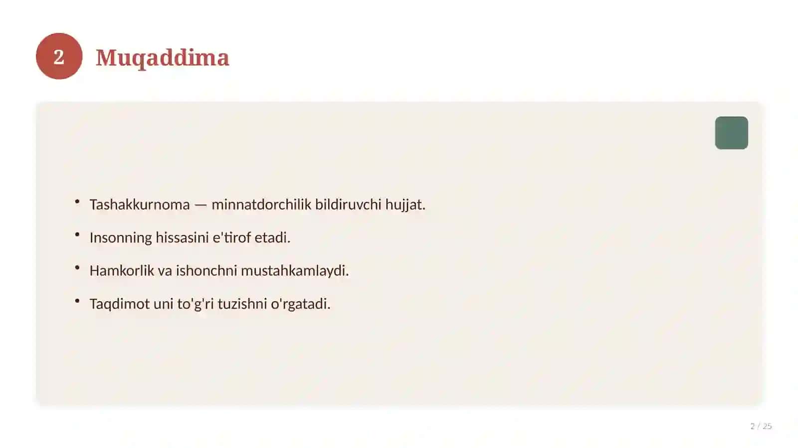 Tashakkurnoma 2