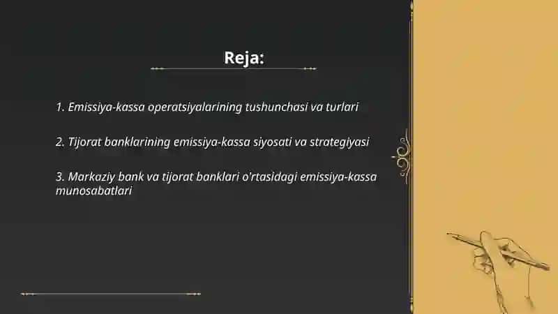 Emissiya-kassa operatsiyalari 2
