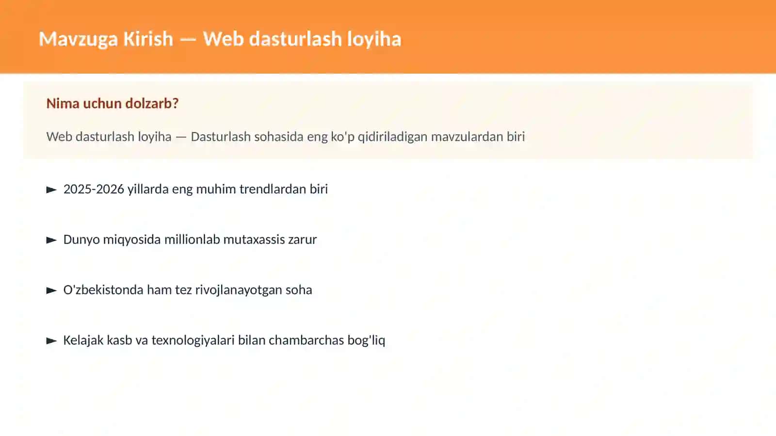 DASTURLASH | JAVASCRIPT VA WEB 2