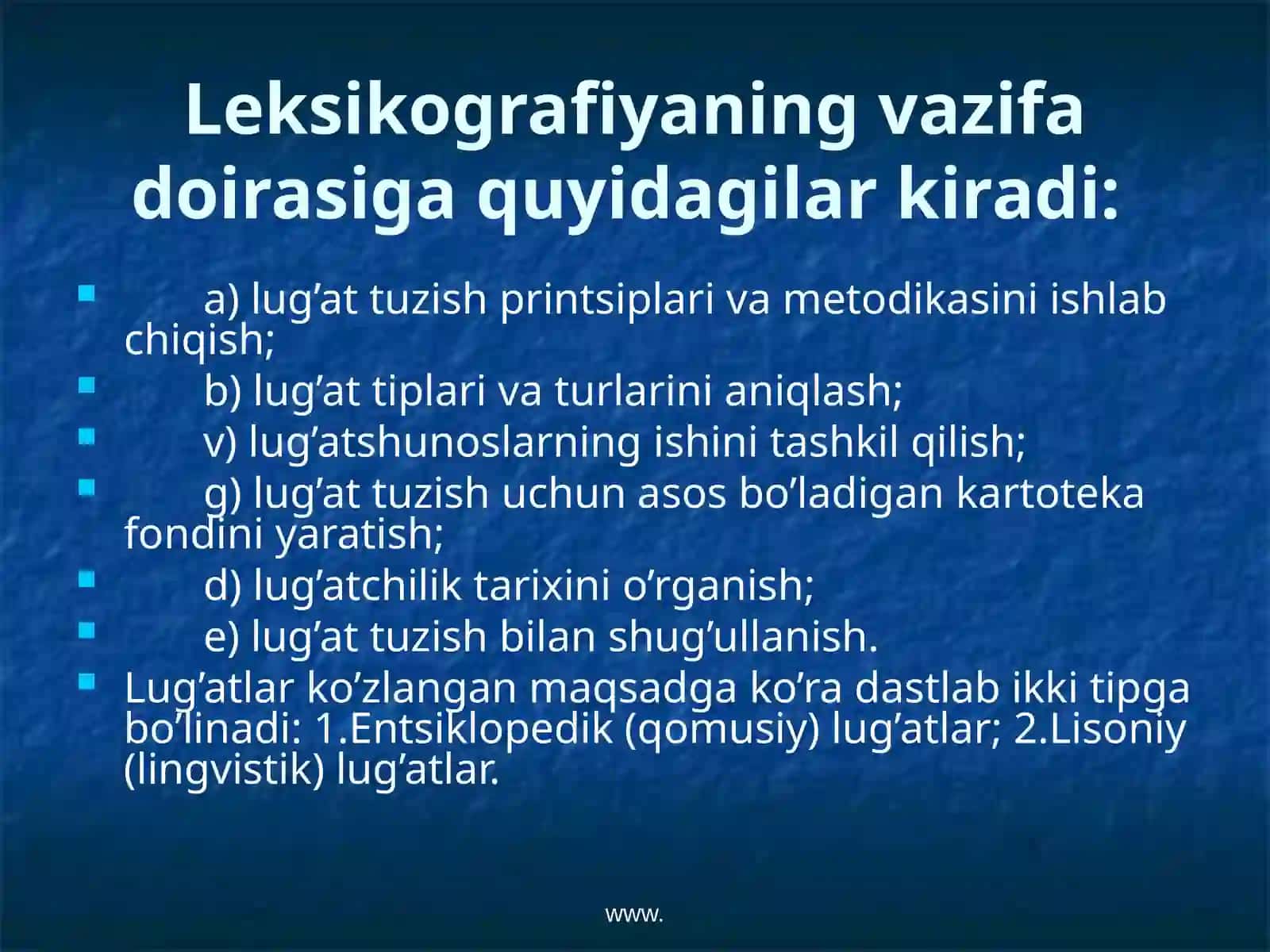 Lug’at turlari va tiplari 2