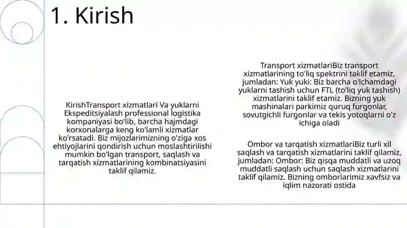 Transport Xizmatlari Va Yuklarni Ekspeditsiyalash 2