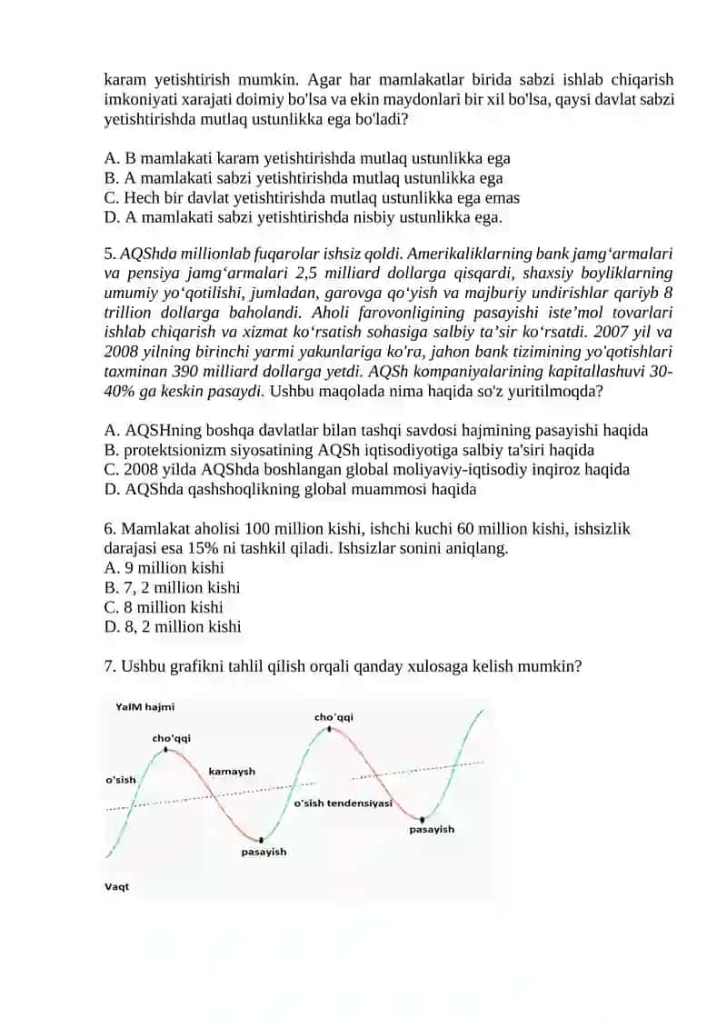 9-sinf Iqtisodiy bilim asoslari IV chorak CHSB demo 2