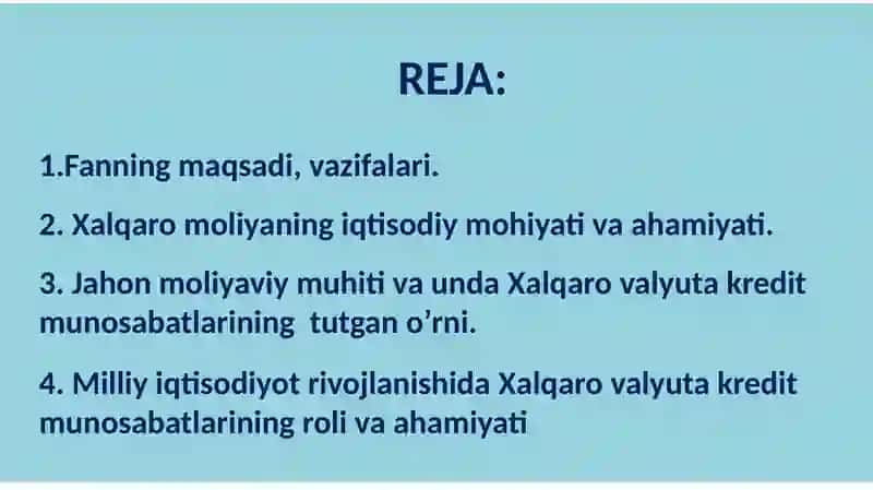 XALQARO VALYUTA-KREDIT MUNOSABATLARINAZARIYASI 2