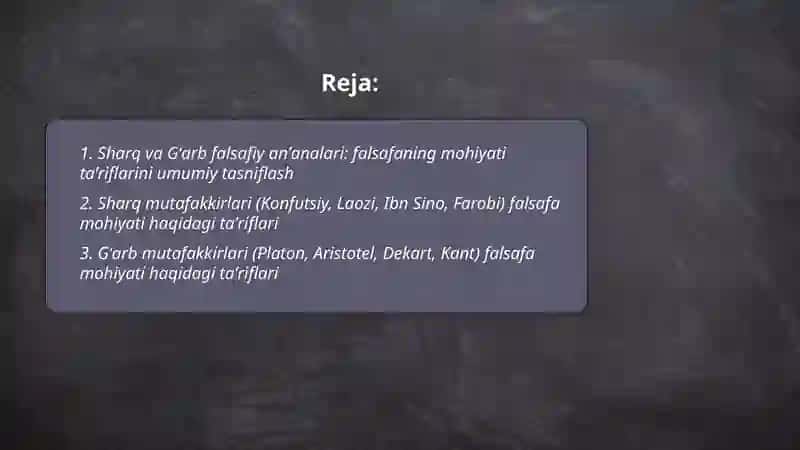 Falsafaning mohiyatiga oid Sharq va G'arb mutafakkirlari ta'riflari 2