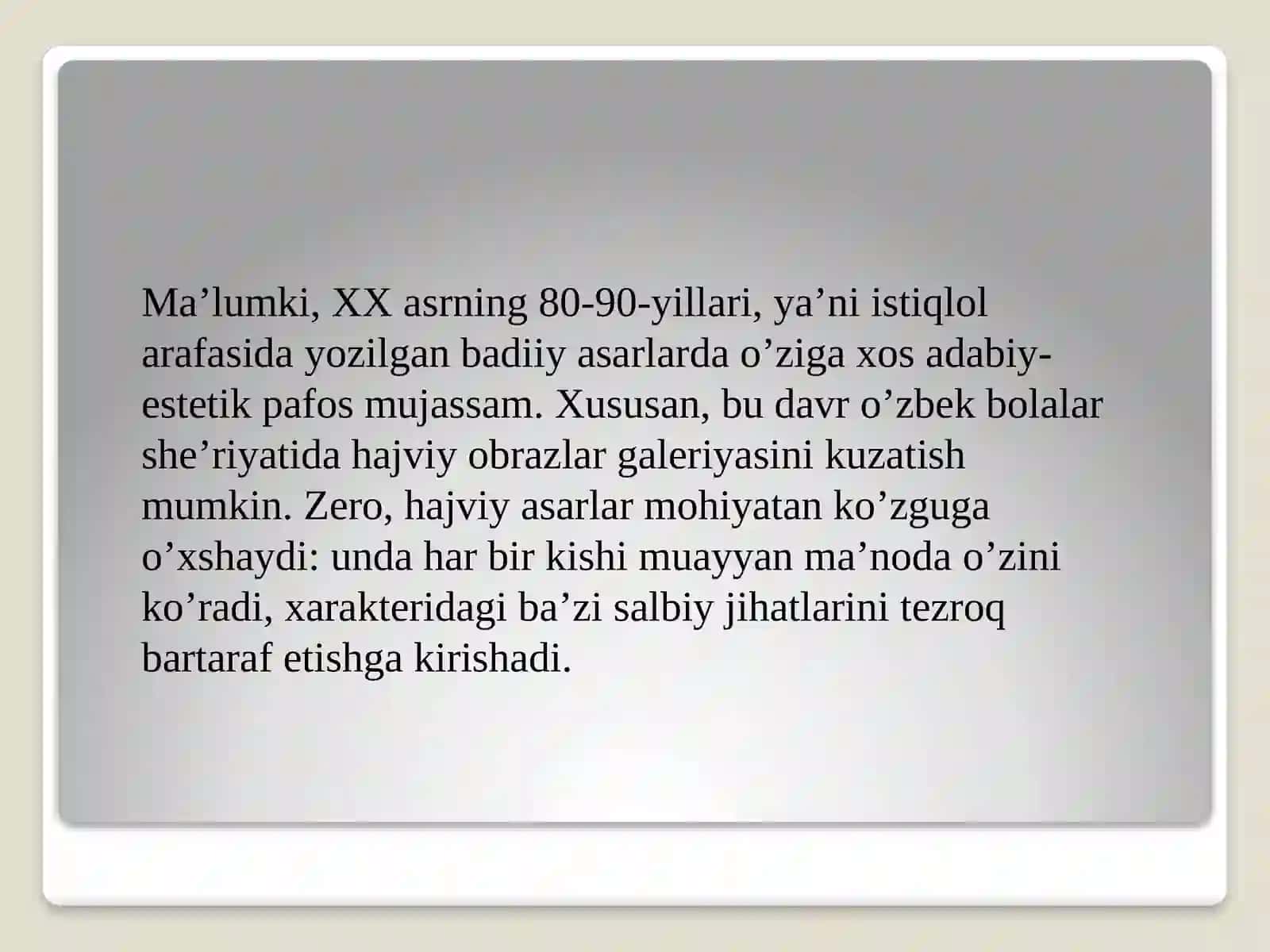 Hajviy asarlarni ifodali o`qishga tayyorlash 2