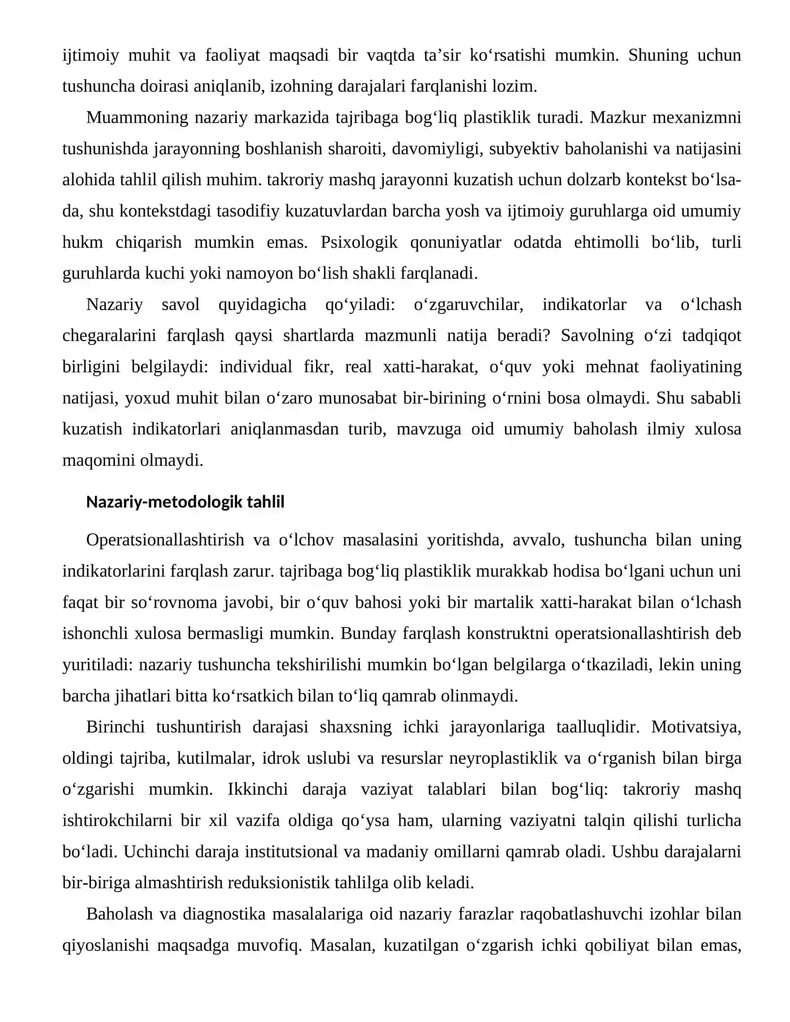 NEYROPLASTIKLIK VA O‘RGANISHNING BAHOLASH VA DIAGNOSTIKA MASALALARI 2