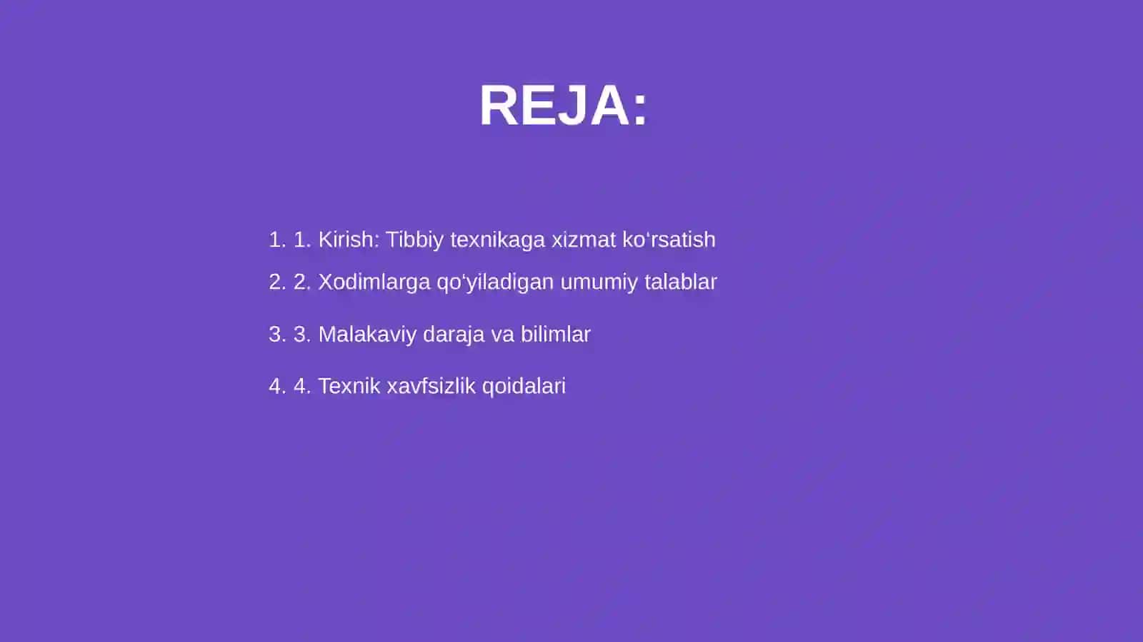 Tibbiy texnikaga xizmat ko’rsatuvchi xodimlarga qo’yiladigan talablar 2