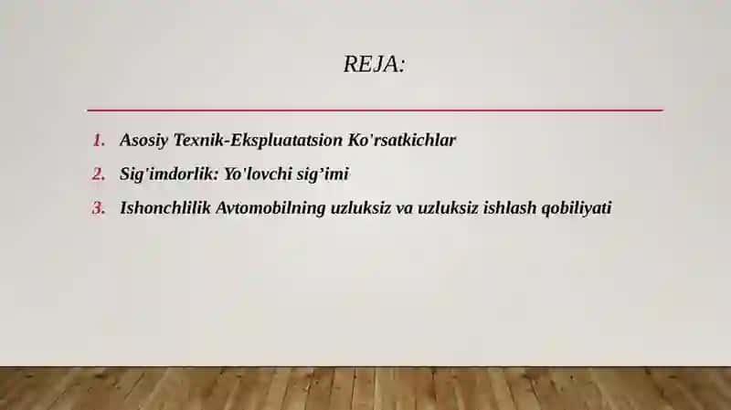 Avtomobillarning texnik-ekspluatsion sifatlari 2