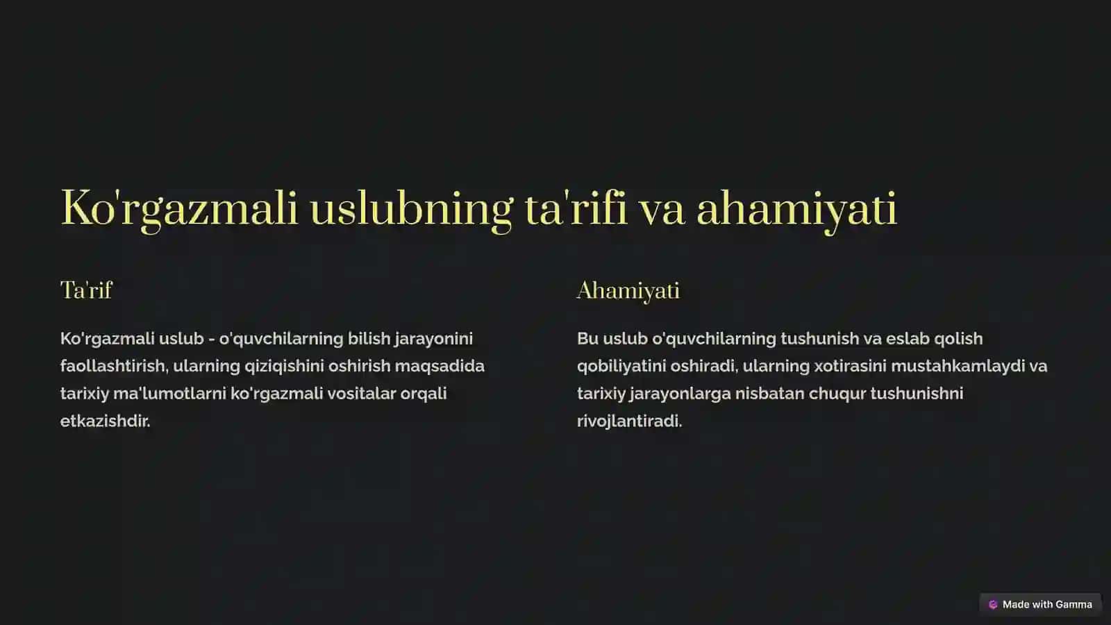 Ko'rgazmali uslub 2